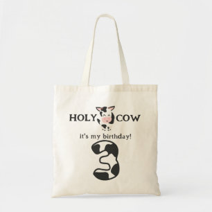 Holy Cow I'm Three 3rd Birthday Farm Animal Tote Bag