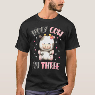 Holy Cow I'm Three Cute Farm Animal 3rd Birthday F T-Shirt