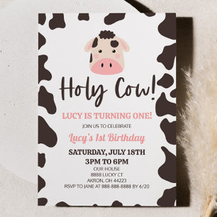 Holy Cow! I'm Turning One 1st Birthday Party Invitation