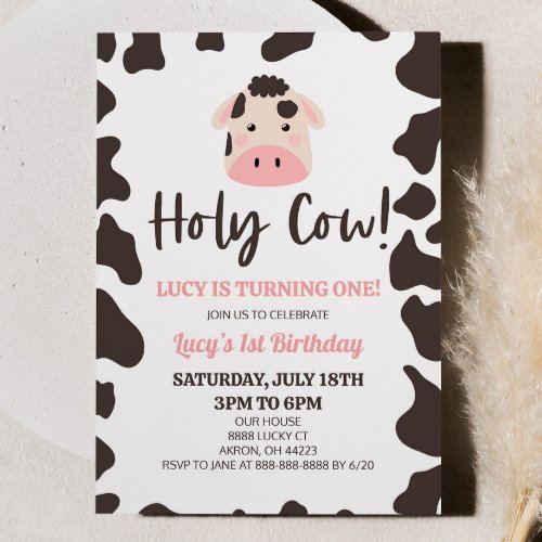 Holy Cow Im Turning One 1st Birthday Party Invitation