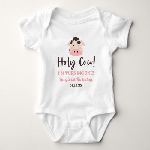 Holy Cow Im Turning One 1st First Birthday Party Baby Bodysuit