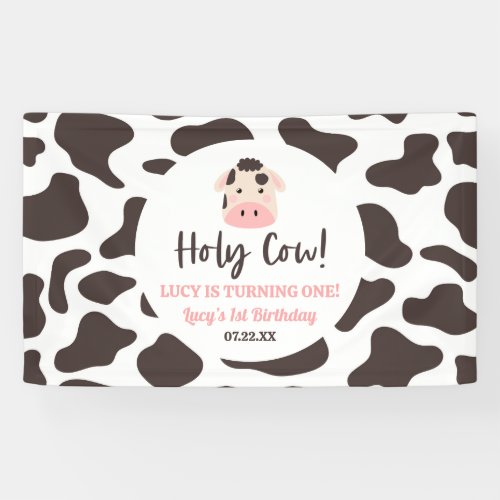 Holy Cow Im Turning One 1st First Birthday Party Banner