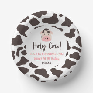 Holy Cow I'm Turning One! 1st First Birthday Party Paper Bowls