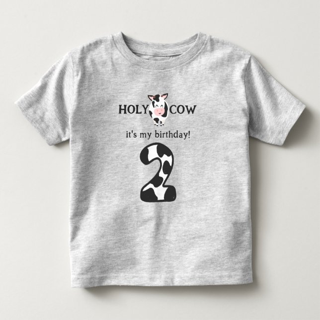 Holy Cow I'm Two 2nd Birthday Farm  Toddler T-shirt (Front)
