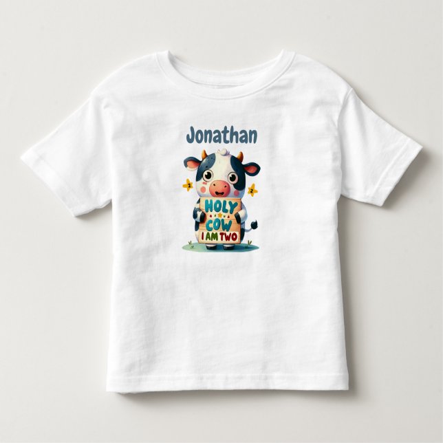 Holy Cow, I'm Two! Toddler T-shirt (Front)