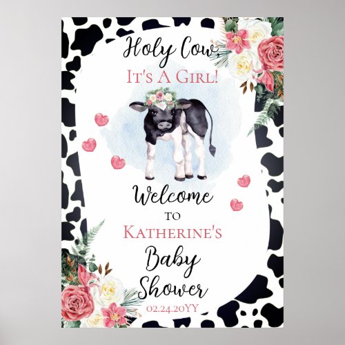 Holy Cow Its A Girl Baby Shower Welcome Poster