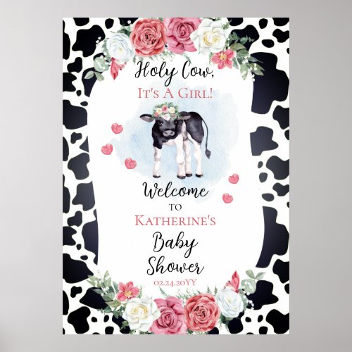 Holy Cow Its A Girl Baby Shower Welcome Poster