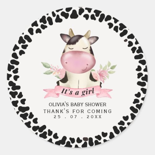 Holy Cow Its a Girl Cow Baby shower Classic Round Sticker
