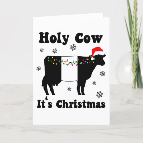 Holy Cow Its Christmas Belted Galloway Beltie Cow Card