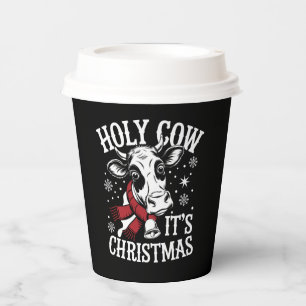 Holy Cow It's Christmas Funny Cow Lover Farm Paper Cups