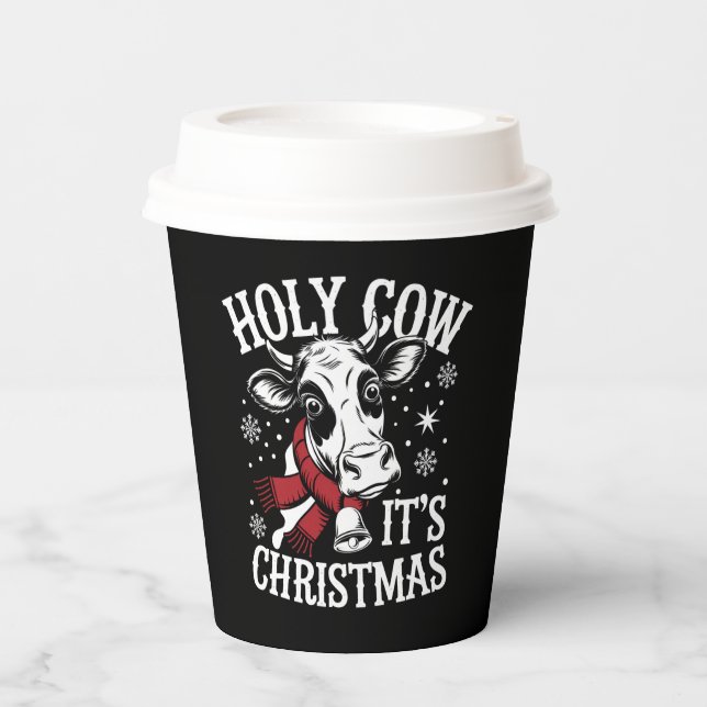 Holy Cow It's Christmas Funny Cow Lover Farm  Paper Cups (Front)