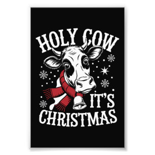 Holy Cow It's Christmas Funny Cow Lover Farm  Photo Print