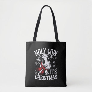 Holy Cow It's Christmas Funny Cow Lover Farm Tote Bag