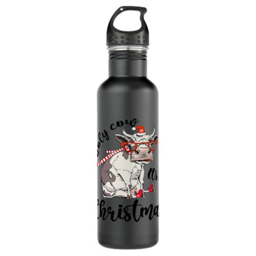 Holy Cow Its Christmas Funny Cow Lover Farmer Xmas Stainless Steel Water Bottle