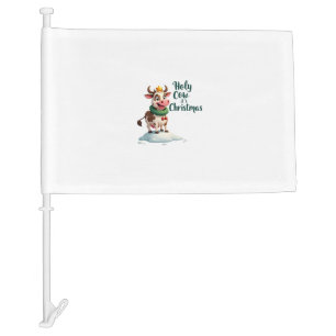 Holy Cow Its Christmas I Xmas Cow T-Shirt (3) Car Flag