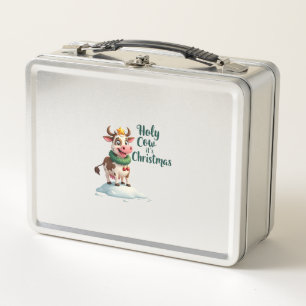Holy Cow Its Christmas I Xmas Cow T-Shirt (3) Metal Lunch Box