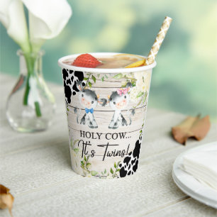 Holy cow it's twins baby shower paper cups. paper cups