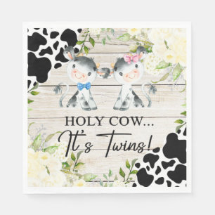Holy cow it's twins baby shower paper napkins. napkins