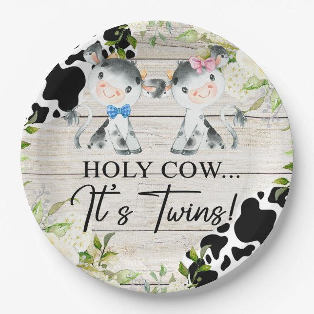 Holy cow it's twins baby shower paper plates. paper plates (Front)
