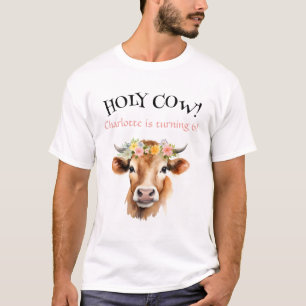 Holy Cow Jersey Cow Floral Girl's Birthday T-Shirt