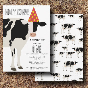 Holy Cow Kids Birthday Cow Party Invitation