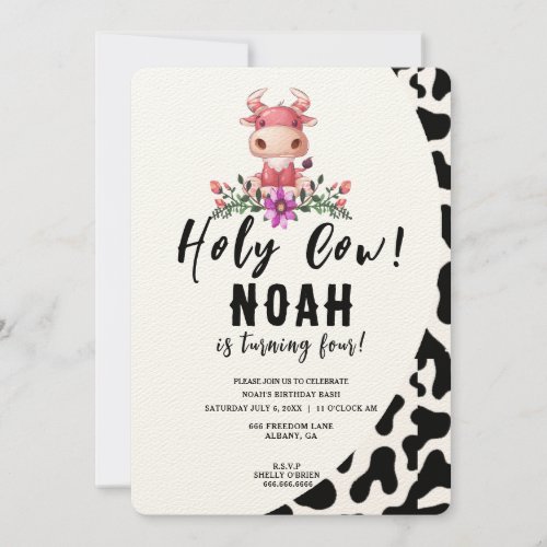 Holy Cow Kids Birthday Party Invitation Template