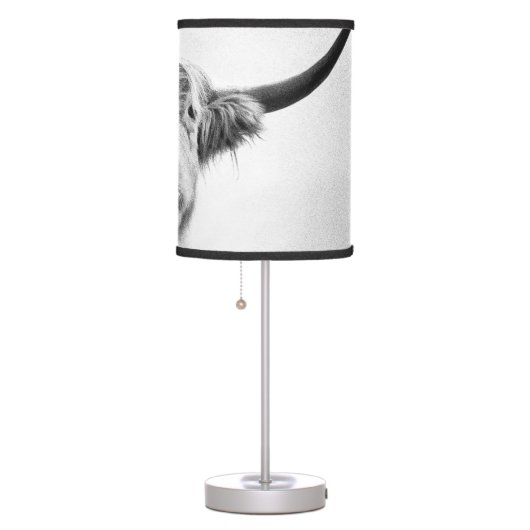 Holy Cow Mesotint Style Art Photography Table Lamp (Right)