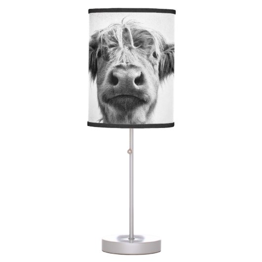 Holy Cow Mesotint Style Art Photography Table Lamp (Front)