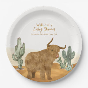 Holy Cow Minimal Boho Cactus Desert Baby Shower  Paper Plates
