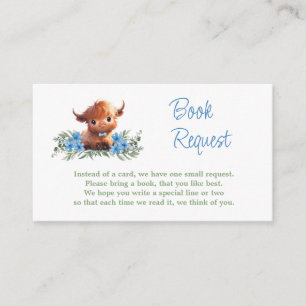HOLY COW MODERN BLUE BABY SHOWER BOOK REQUEST ENCLOSURE CARD