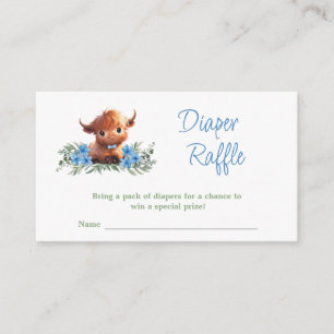 HOLY COW MODERN BLUE BABY SHOWER DIAPER RAFFLE ENCLOSURE CARD