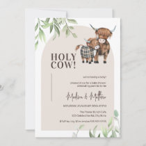 Holy Cow Neutral Arch Farm Highland Baby Shower  Invitation