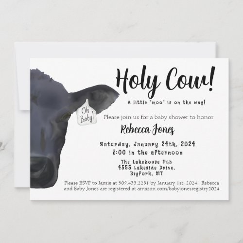 Holy Cow  Oh Baby Shower Invitation Ranch Farm