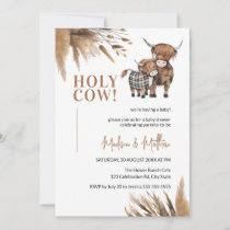 Holy Cow Pampas Rustic Farm Baby Shower Invitation
