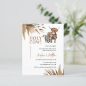 Holy Cow Pampas Rustic Farm Baby Shower Invite (Standing Front)