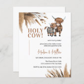 Holy Cow Pampas Rustic Farm Baby Shower Invite (Front/Back)