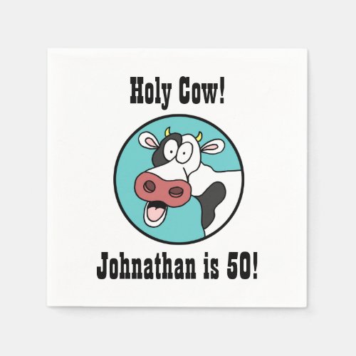 Holy Cow Personalized 50th Birthday Party Napkins