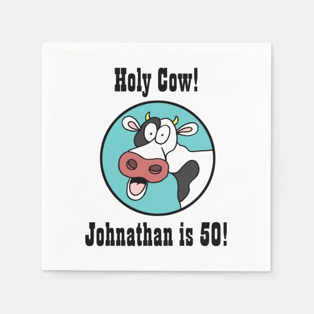 Holy Cow Personalized 50th Birthday Party Napkins (Front)