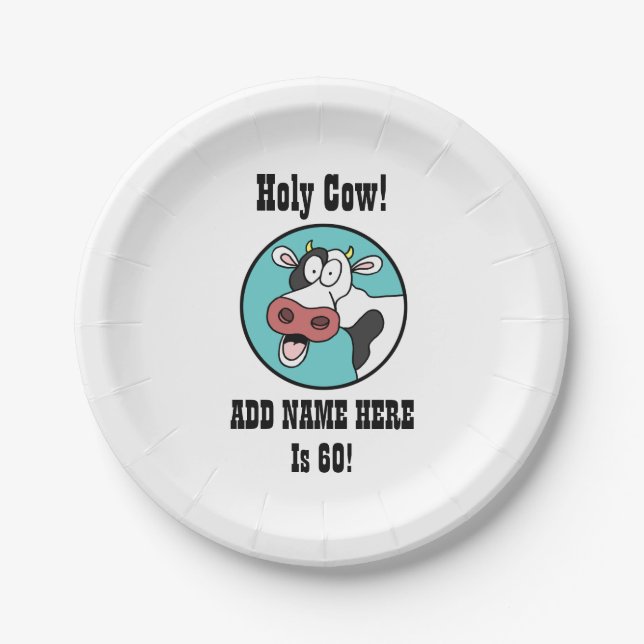 Holy Cow Personalized 60th Birthday Party Plates (Front)