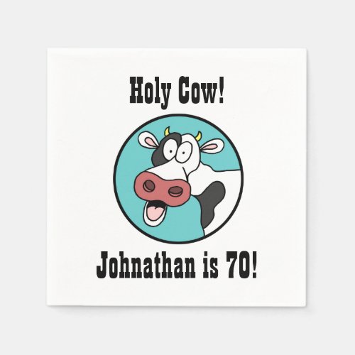Holy Cow Personalized 70th Birthday Party Napkins