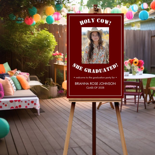 Holy Cow! Photo Graduation Foam Boards Barn Red (Creator Uploaded)