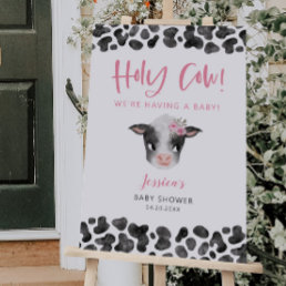Holy Cow Pink Baby Shower Welcome Sign