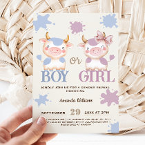 Holy cow  pink blue gender reveal  invitation