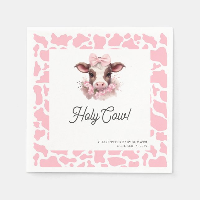 Holy Cow Pink Boho Baby Shower  Napkins (Front)