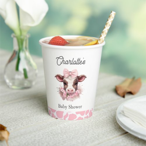 Holy Cow Pink Boho Baby Shower  Paper Cups