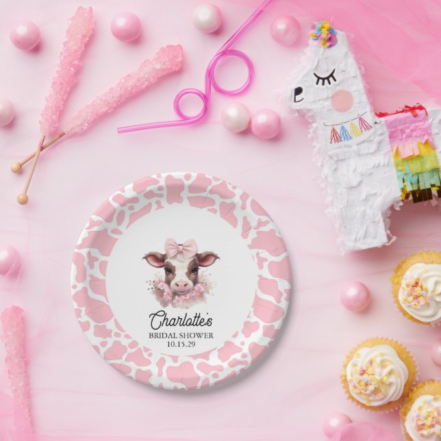 Holy Cow Pink Boho Baby Shower  Paper Plates (Party)