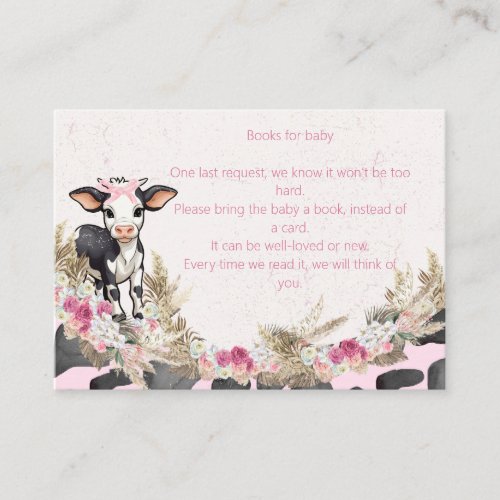 Holy Cow Pink cow print baby shower Books for Baby Enclosure Card