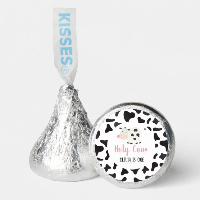 Holy Cow Pink Daisy Cow Print Birthday Hershey®'s Kisses® (Front)
