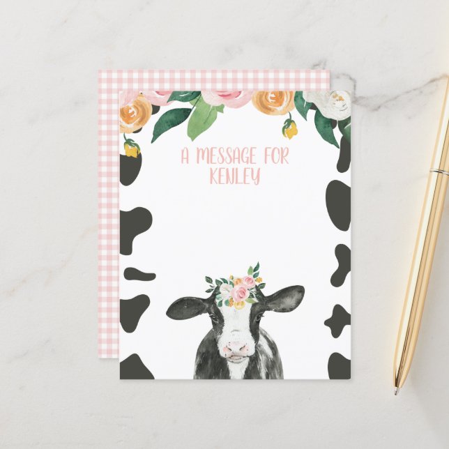 Holy Cow Pink Gingham floral time capsule message (Front/Back In Situ)