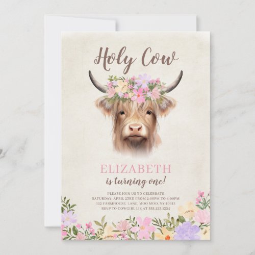 Holy Cow Pretty 1st Birthday Party Invitation